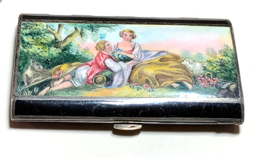 Antike silberdose mit emaille - antike,