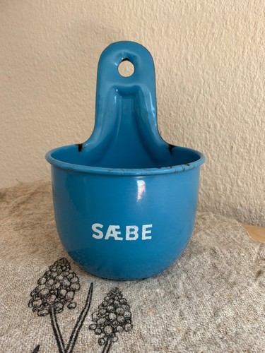 Emaille wandgefäß blaue - -,